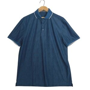 G/FORE Mens Geometric Maze Print Golf Polo Shirt Blue Large GMP000055